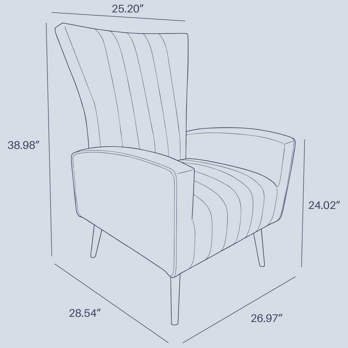 Yellow Velvet Wingback Arm Chair with Metal Legs I81056