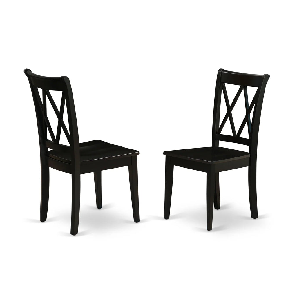 Round 42 Inch Table and 2 Wood Seat Chairs V582