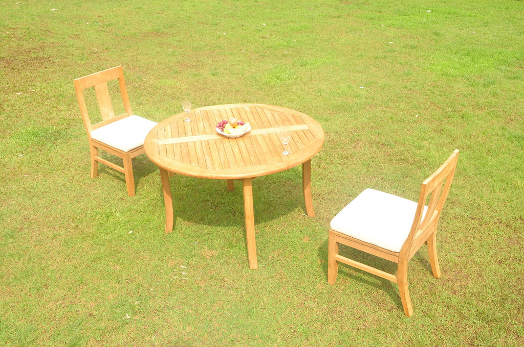 Grade-A Teak 3 Pc Outdoor Dining Set with 52" Round Table O731629
