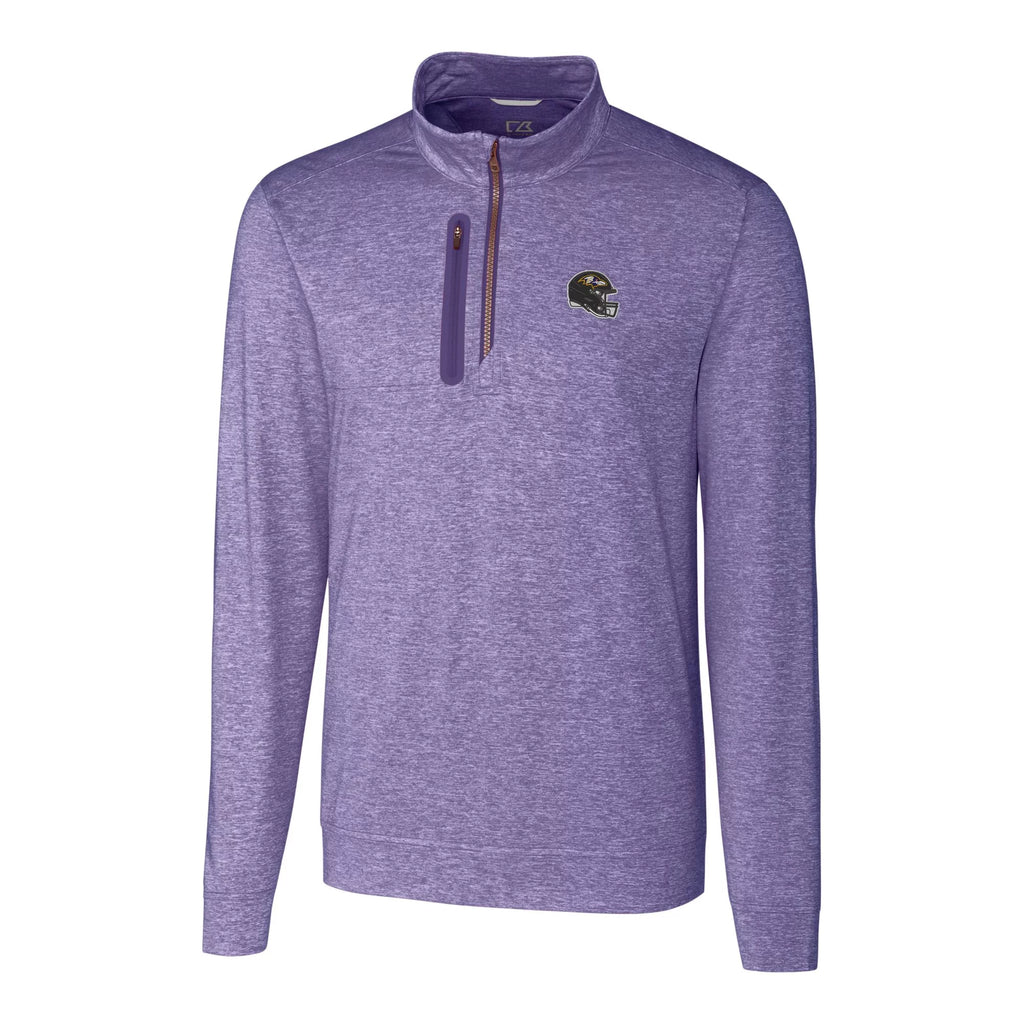 Men's Purple Heathered Quarter-Zip Pullover Top N7908