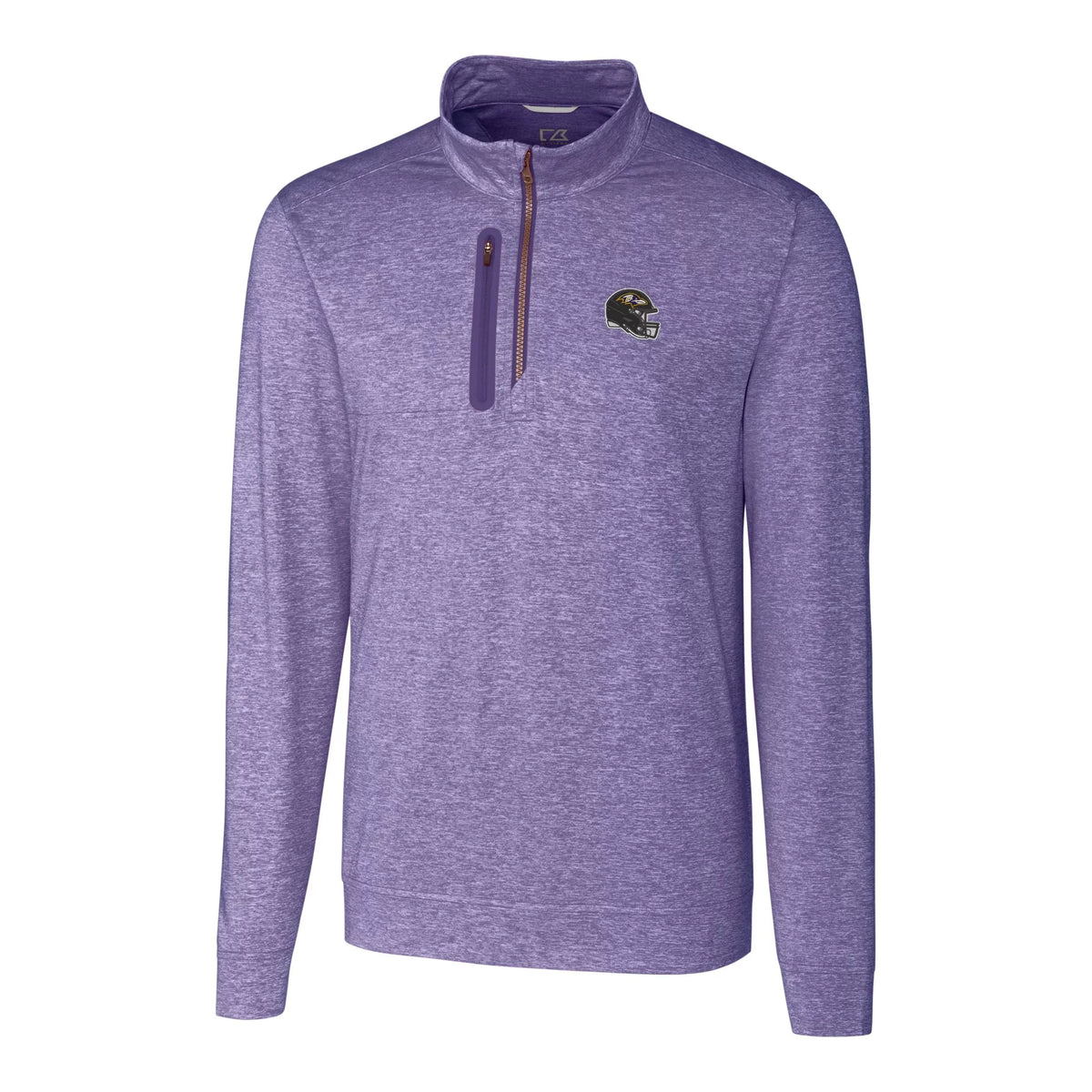 Men's Purple Heathered Quarter-Zip Pullover Top N7908