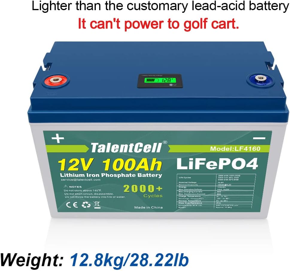 Rechargeable 12V 100Ah Lithium Iron Phosphate Deep Cycle Battery Pack S8338