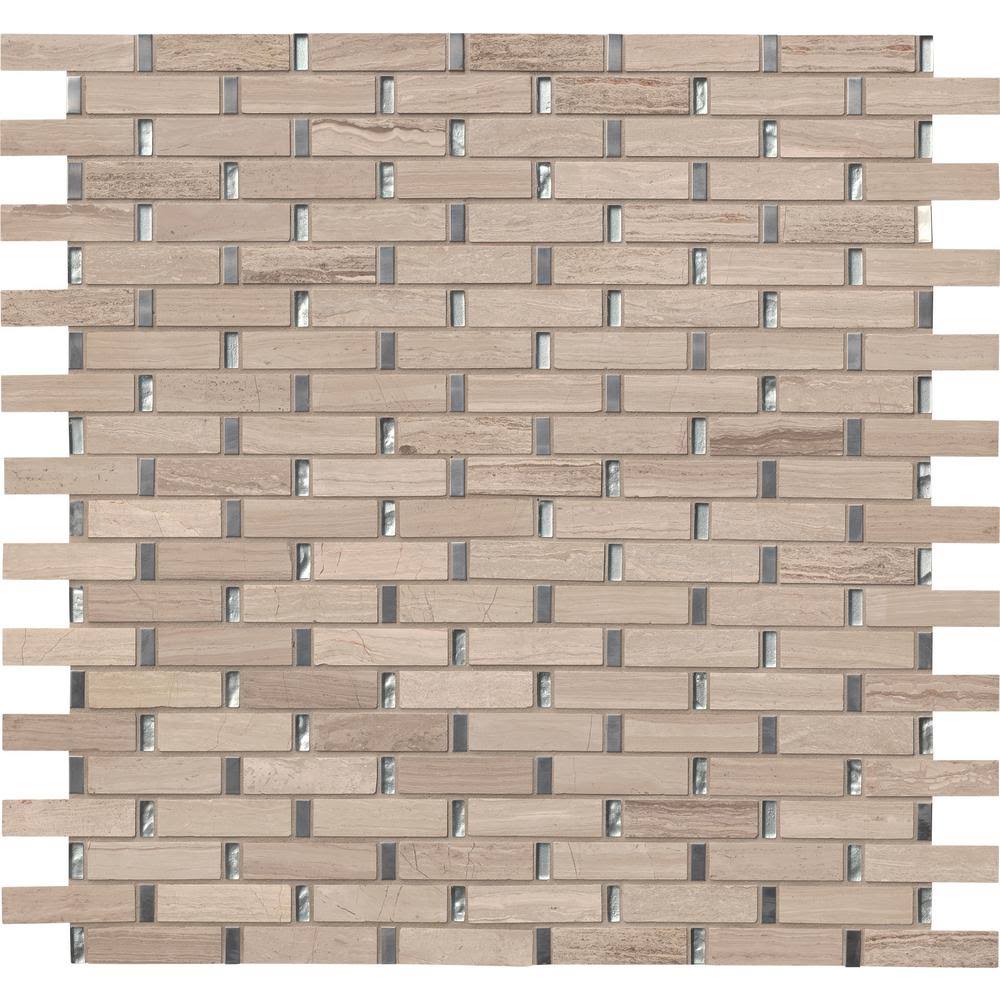 12 in. x 12 in. x 8 mm Glass Metal and Stone Mesh-Mounted Mosaic Tile N191
