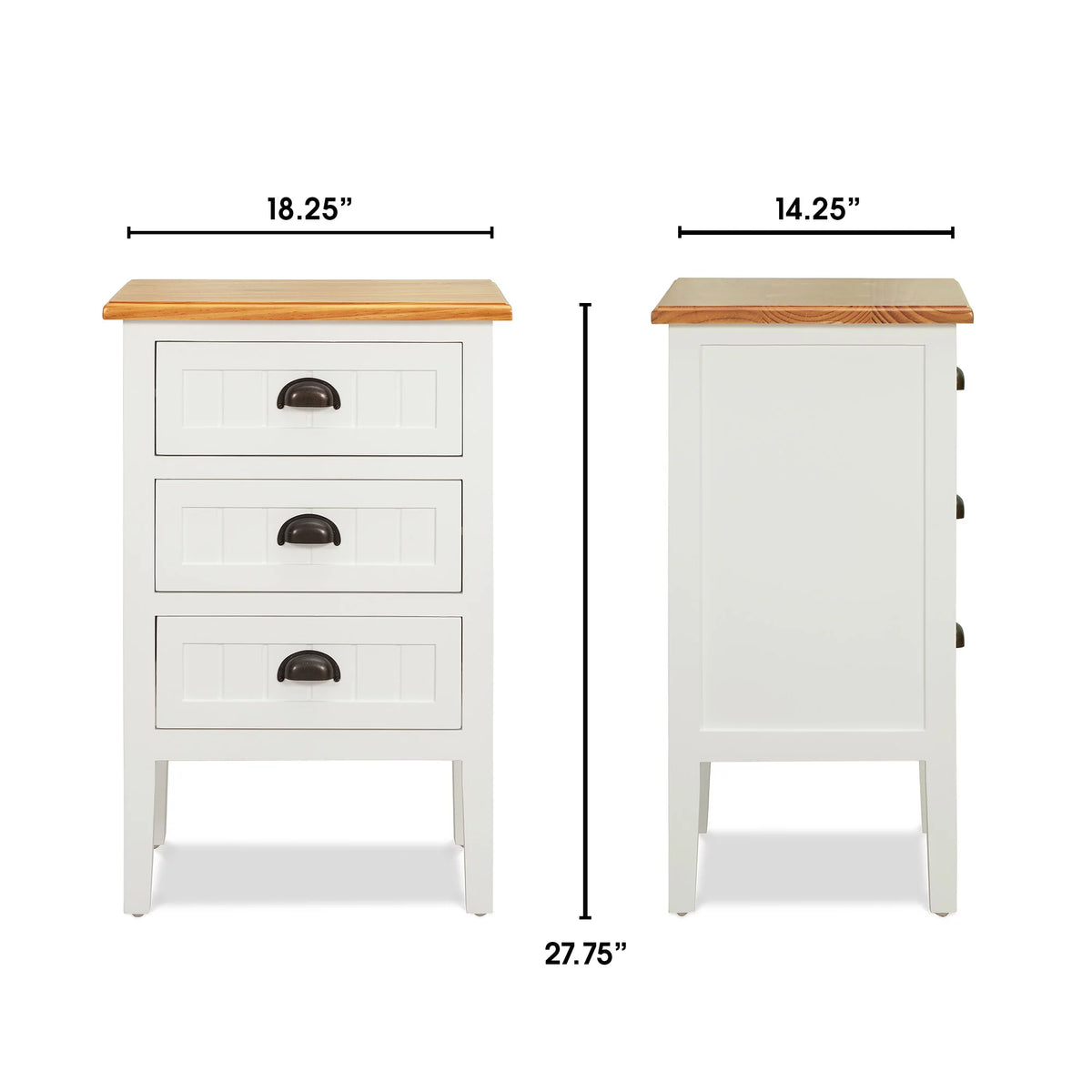 White 3 Drawer Solid Wood End Table C822