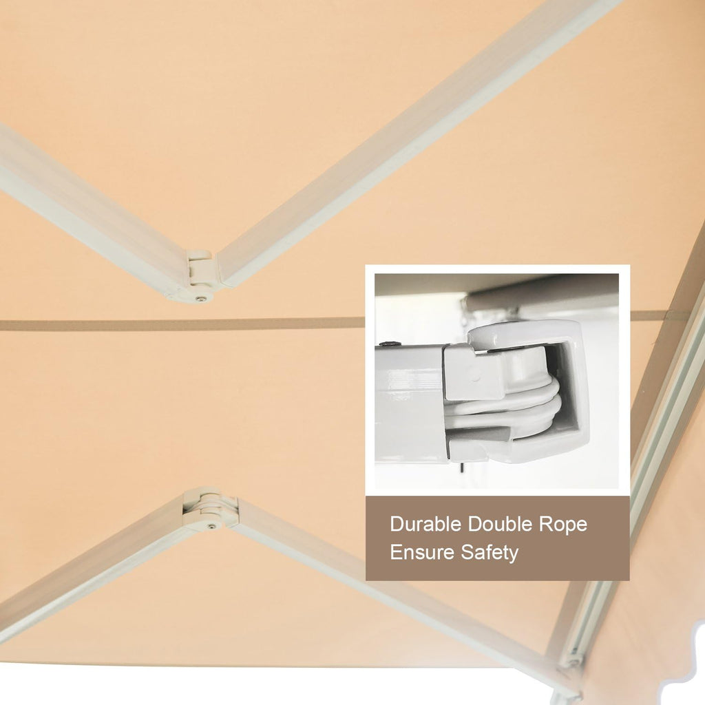 Retractable 12'x10' Beige Patio Awning Canopy K13595