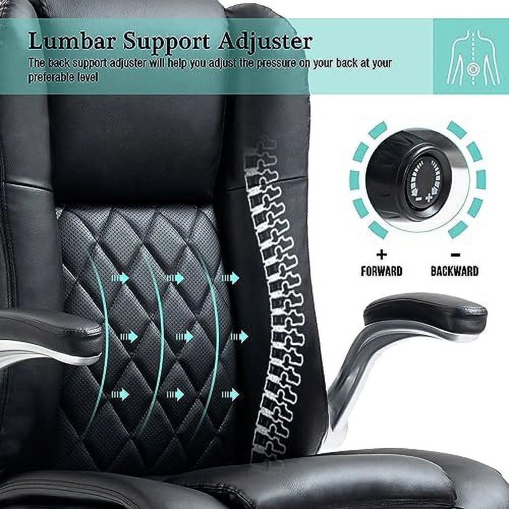 White Office Chair with Lifting Headrest and Flip-up Armrests C76578