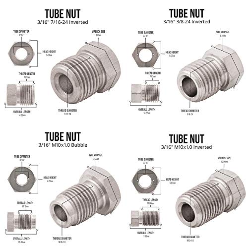 25 ft 3/16 316L Stainless Steel Brake Line Tubing Coil and Fitting Kit Z802755