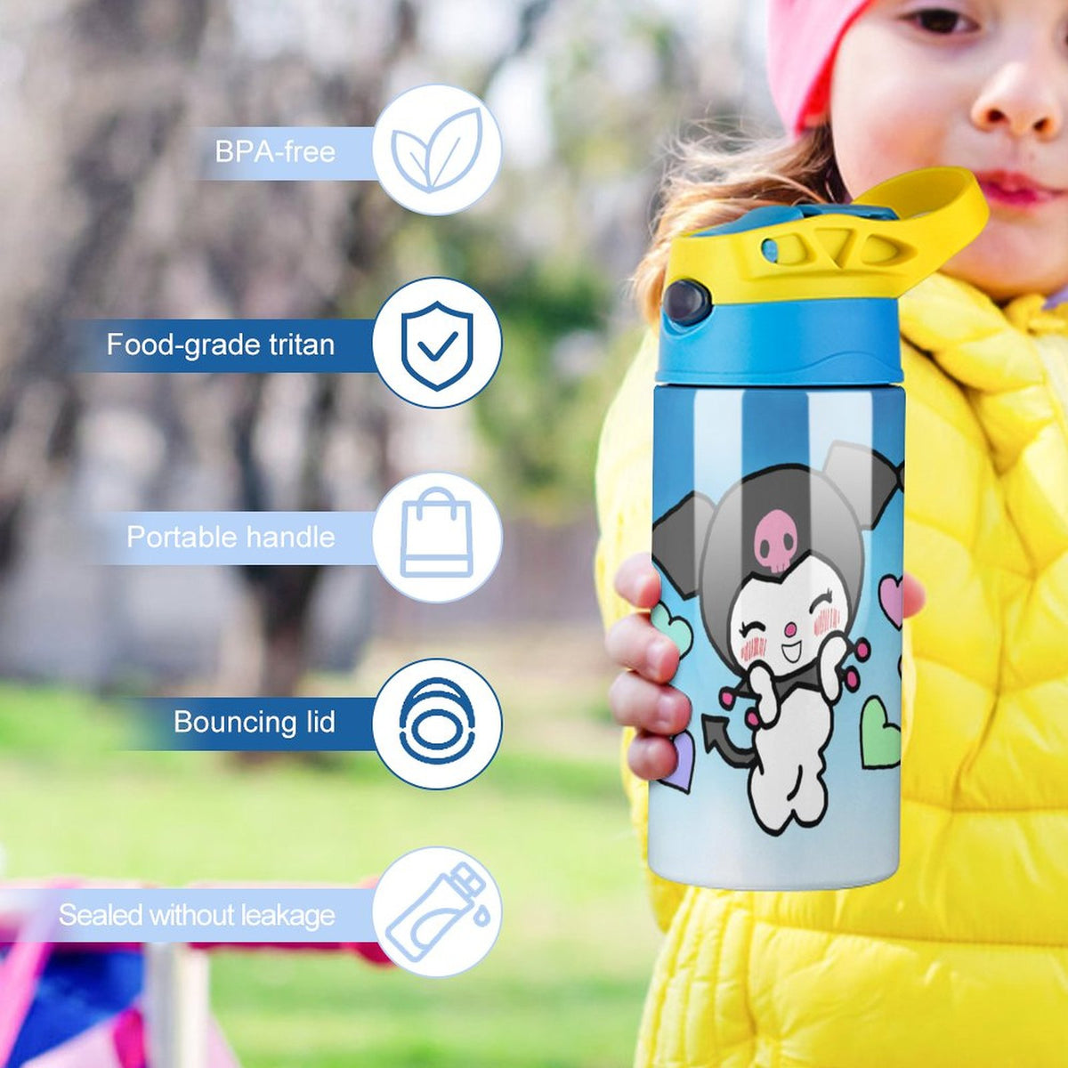 Stainless Steel Vacuum Insulated Water Bottle With Straw C87048