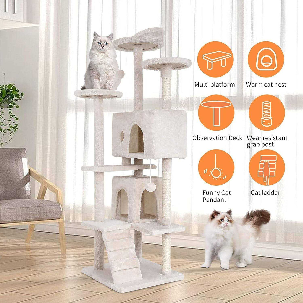 70-in Cat Tree Tower with Scratching Post L9845