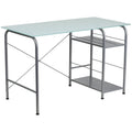 Glass Computer Desk with Open Storage X81162