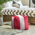 Red/White Fabric Square Pouf I74060