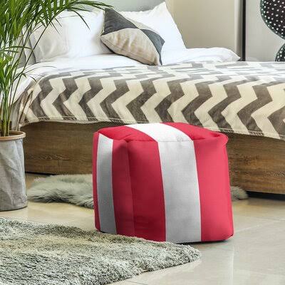 Red/White Fabric Square Pouf I74060