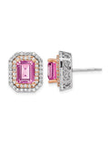 14K White Gold Pink Sapphire Earrings with Lab-Grown Diamonds Z568645