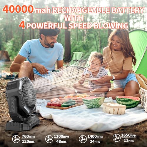 20000mAh Rechargeable Camping Fan with Light M968