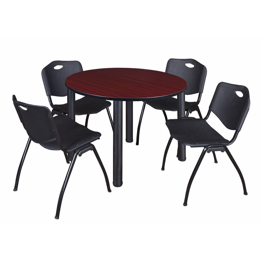 48x22 Round Breakroom Table with 4 Stack Chairs G76559