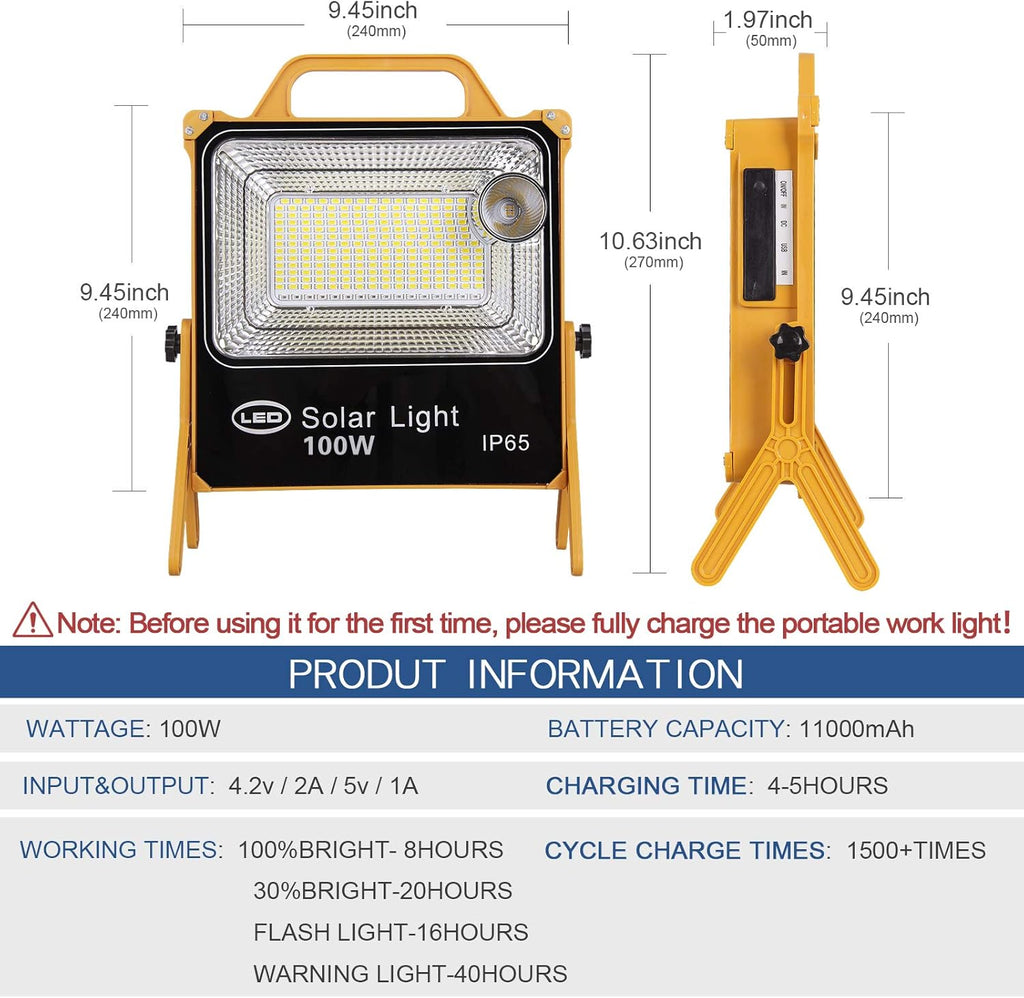 Portable Rechargeable LED Work Light with PowerBank 11000mah, 100W, Five Lighting Modes Q3164