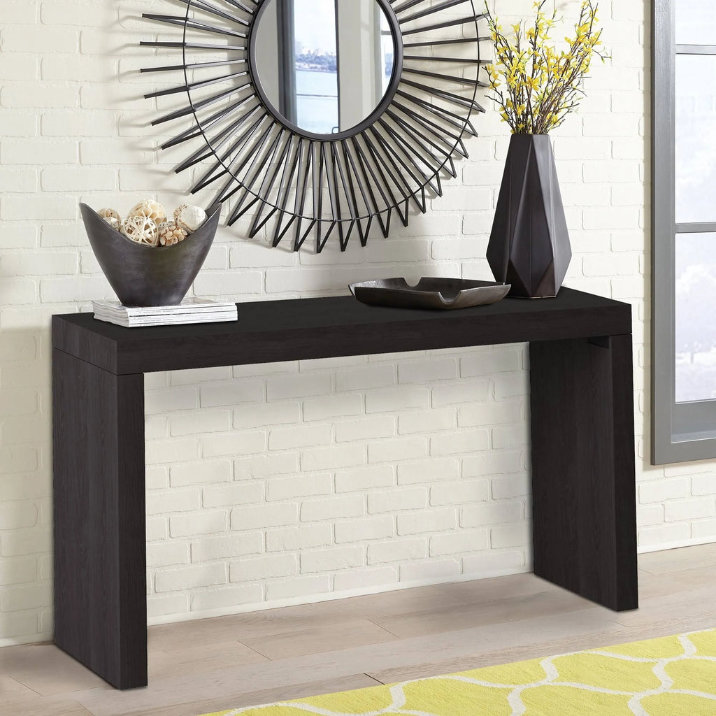 Black Wood Grain Veneer Console Table O591882