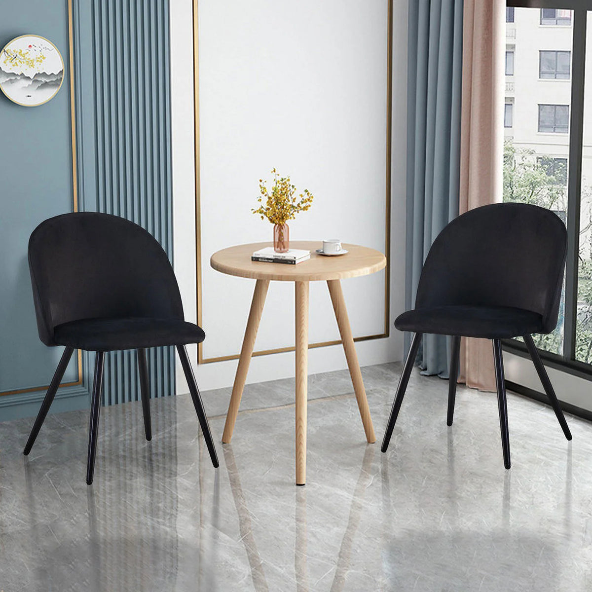 2 Velvet Upholstered Dining Chairs X47702
