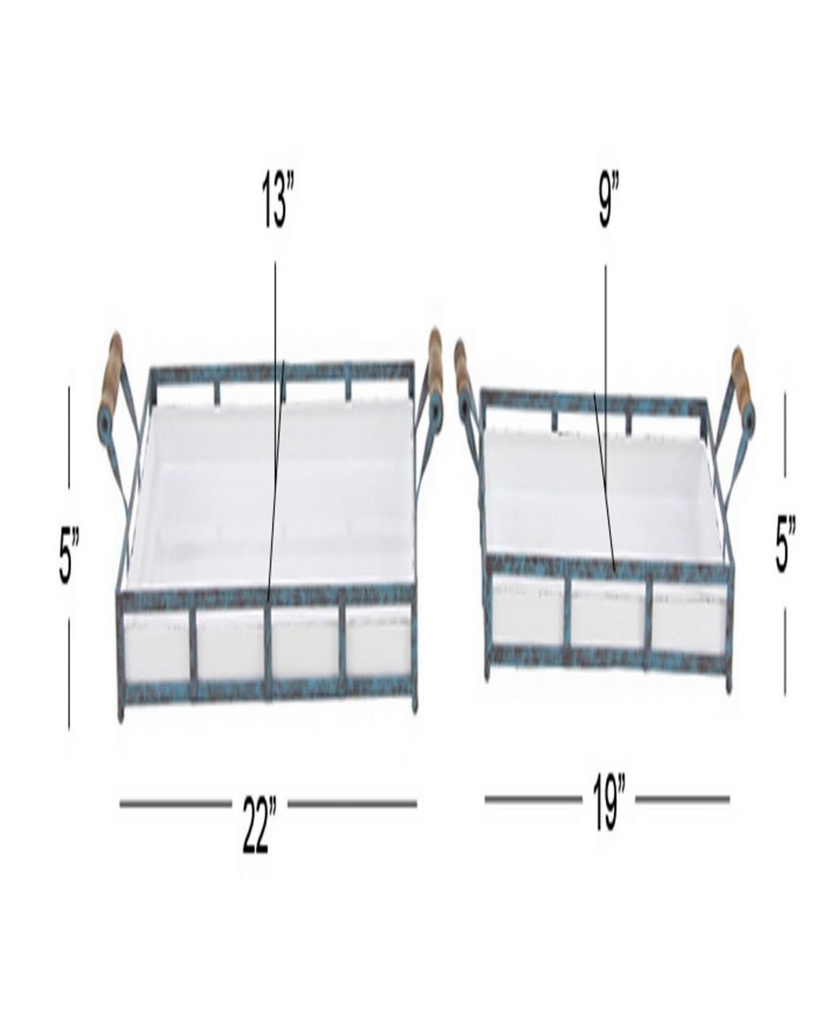 Set of 2 Blue Metal Farmhouse Tray Q45051