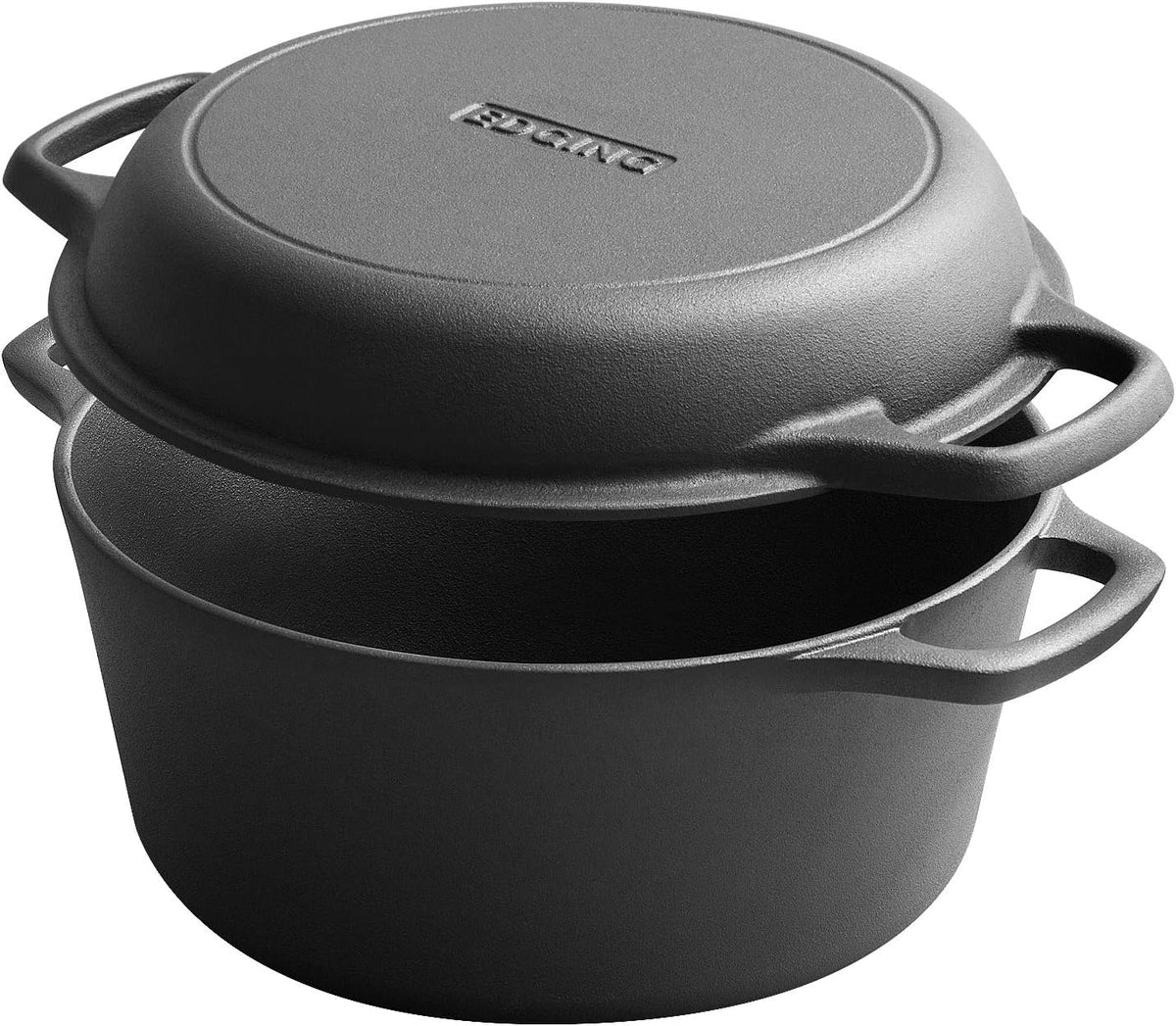 2-In-1 Pre-Seasoned Cast Iron Dutch Oven Set, 5-Quart Pack of 2 C49006