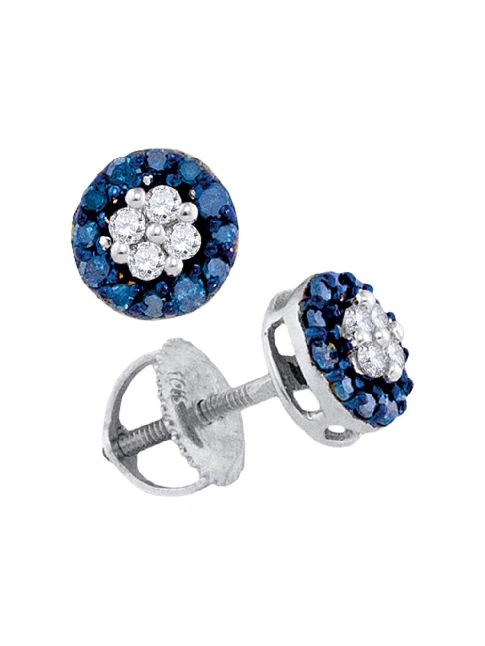 10kt White Gold Diamond Cluster Earrings 1/3 Cttw M9447