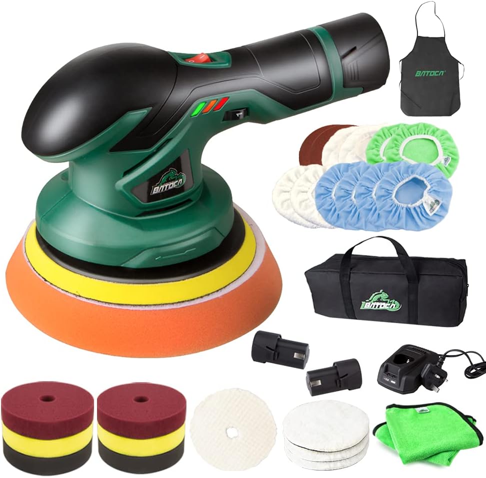 Cordless Car Buffer Polisher with 2pcs 12V Lithium Rechargeable Battery Brushless Polisher V5888