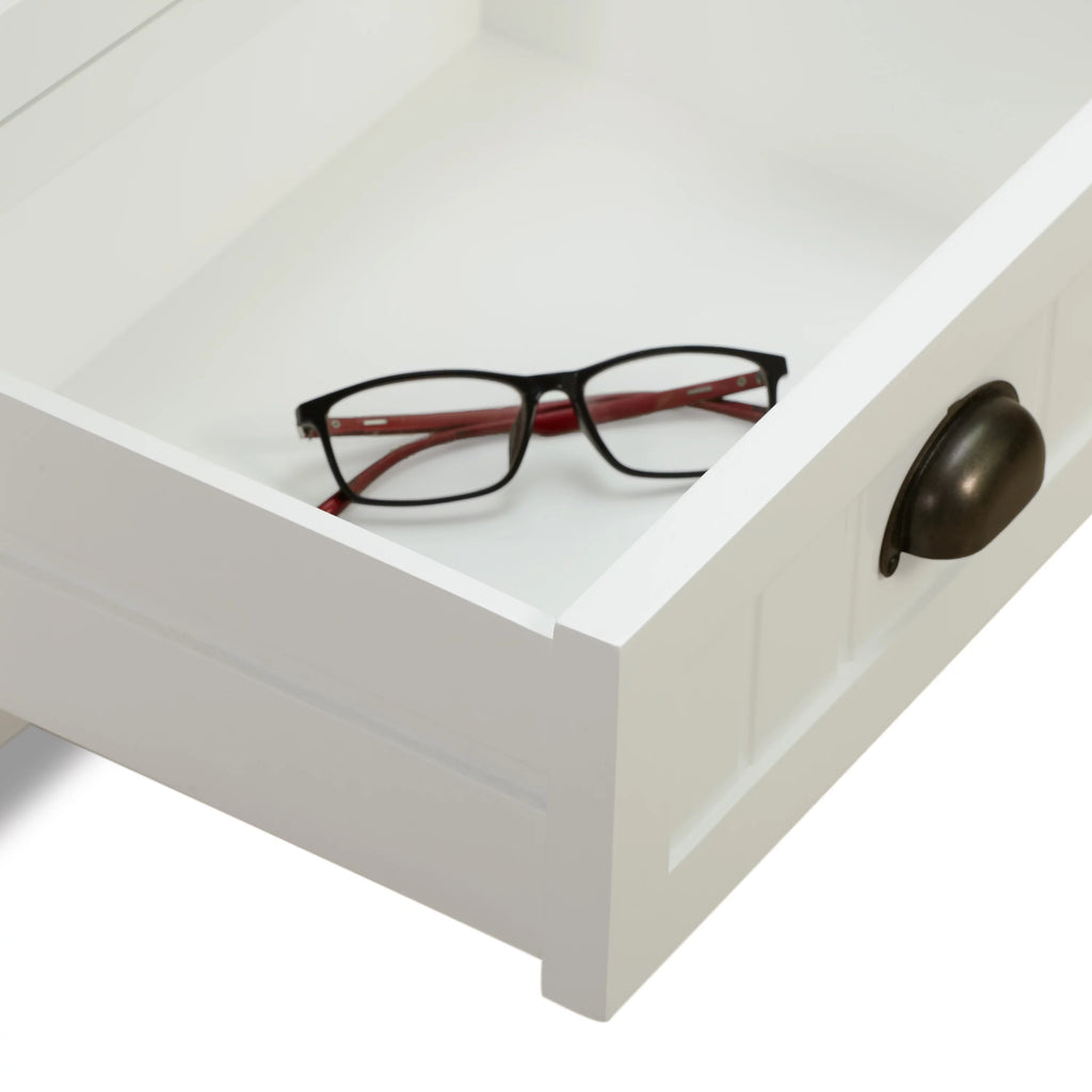 White 3 Drawer Solid Wood End Table C822