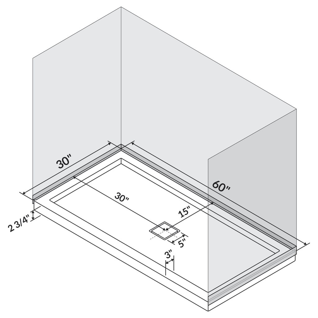 60 x 30 Right Double Threshold Shower Pan Base X315