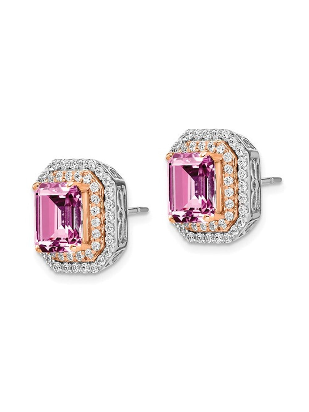 14K White Gold Pink Sapphire Earrings with Lab-Grown Diamonds Z568645