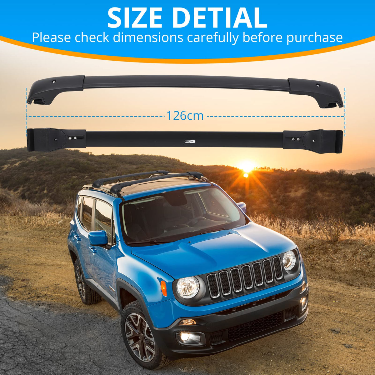 Heavy Duty Steel Roof Rack Cross Bars for Jeep Renegade H992930