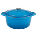 5 qt Blue Cast Iron Oval Covered Casserole Q80593