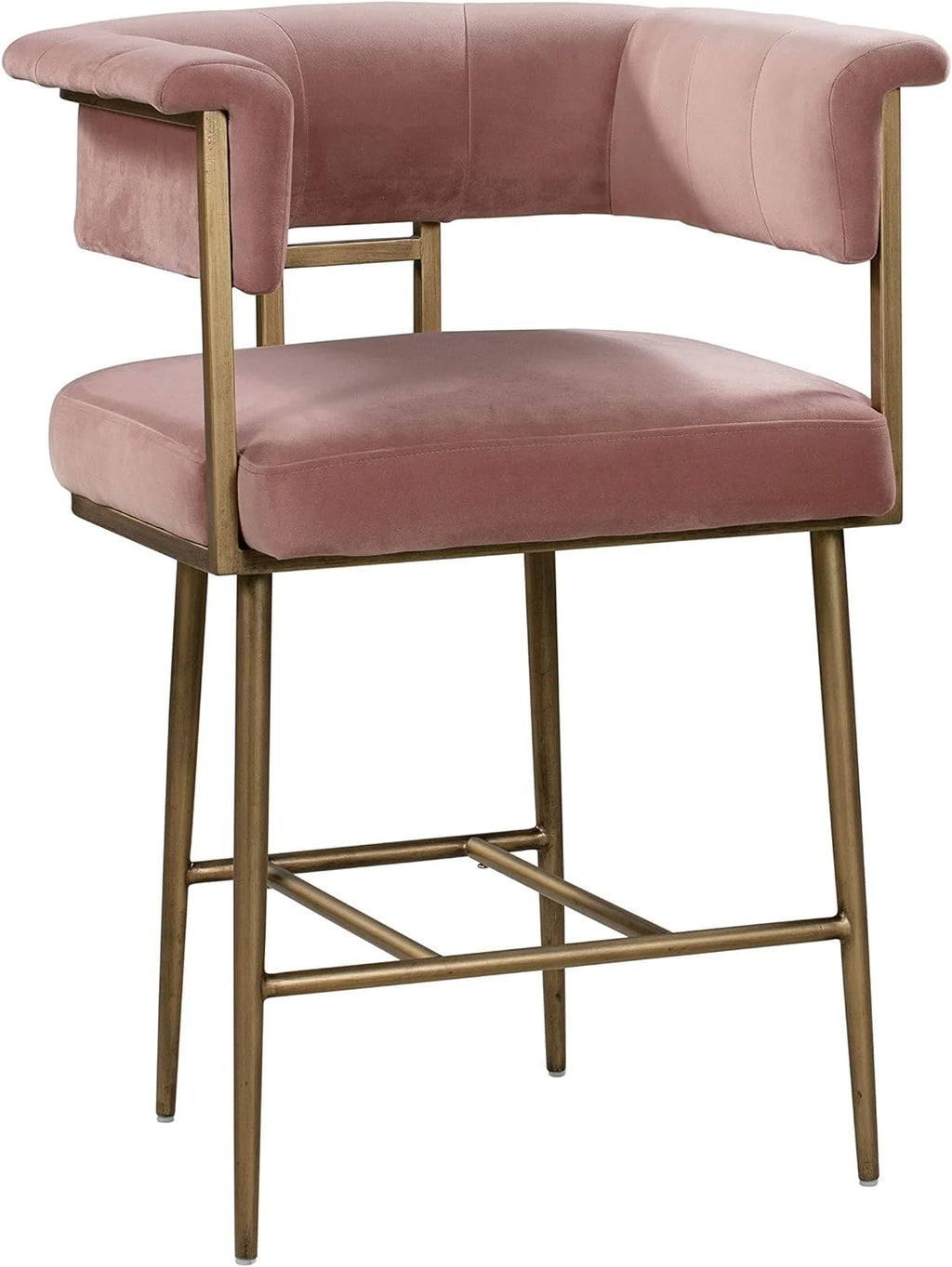 Blush Velvet Upholstered Counter Stool F343