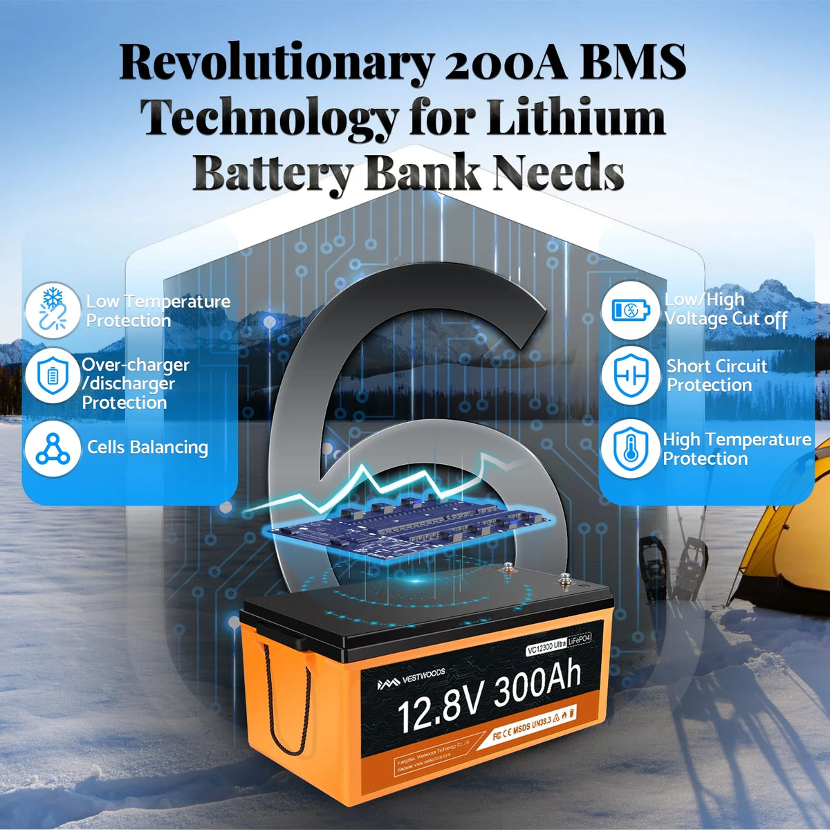 12V 300Ah LiFePO4 Lithium Rechargeable Battery J92065
