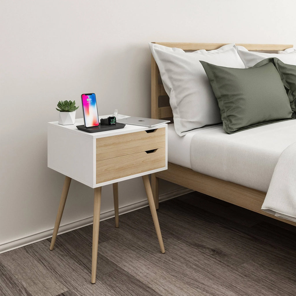 White 2 Drawer Side Table G970