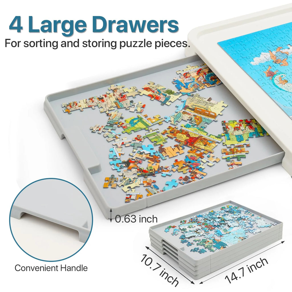 1500 Piece Wooden Puzzle Board with Folding Legs and 4 Drawers S12869