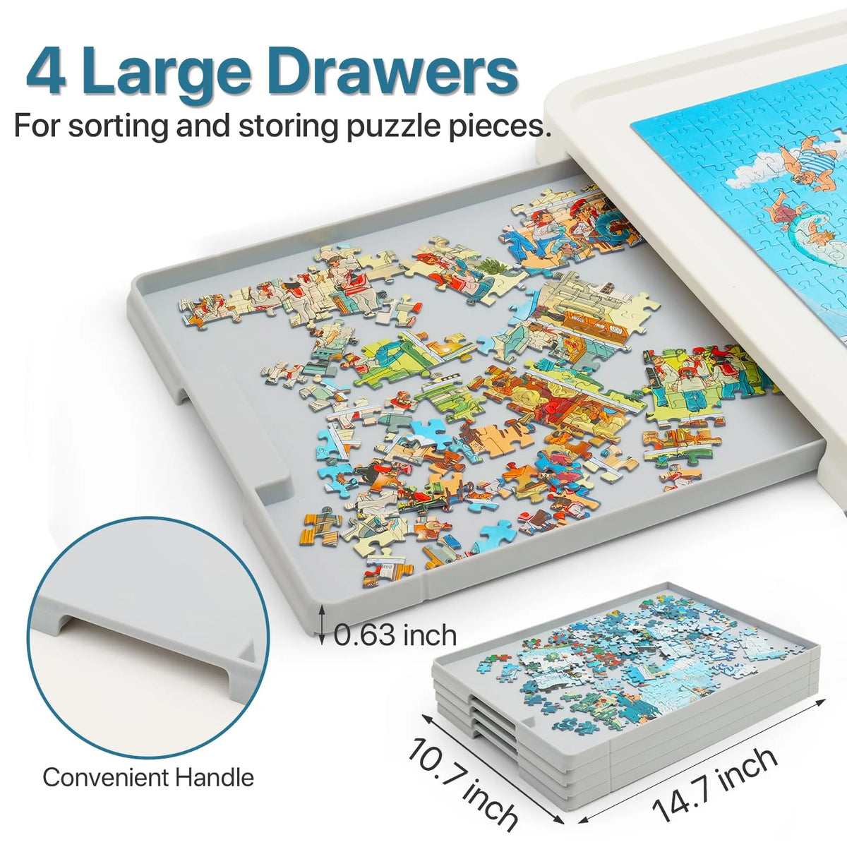 1500 Piece Wooden Puzzle Board with Folding Legs and 4 Drawers S12869