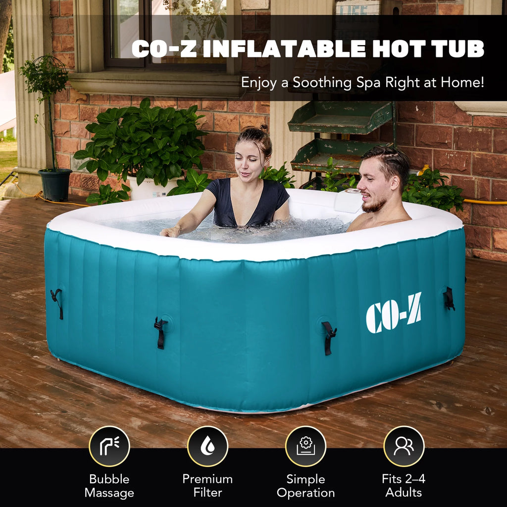 4 Person Inflatable Hot Tub Pool with Massage Jets I571627