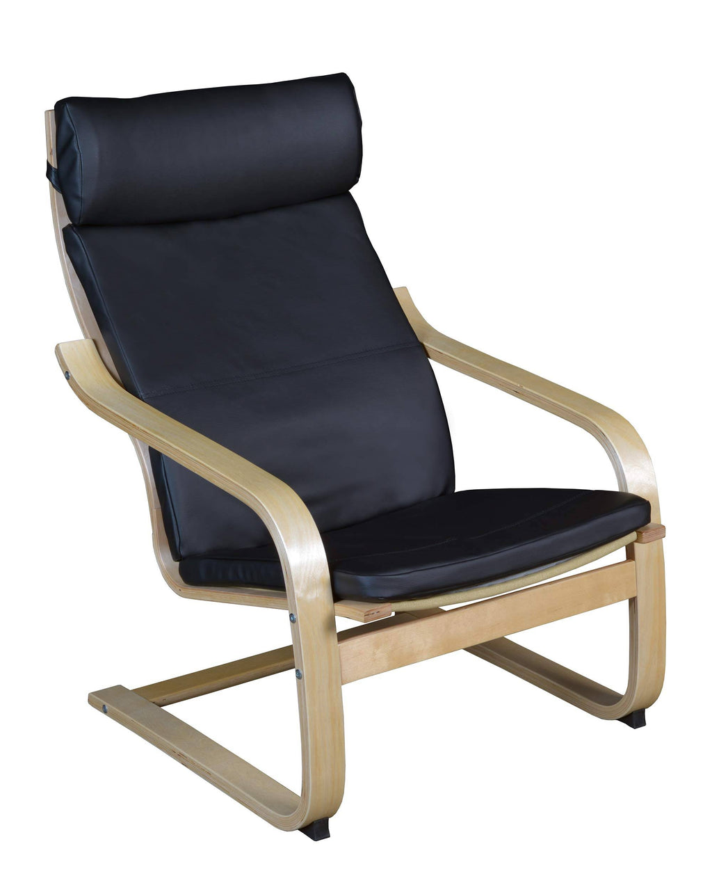 Bentwood Reclining Chair, Natural/Black Leather V5422