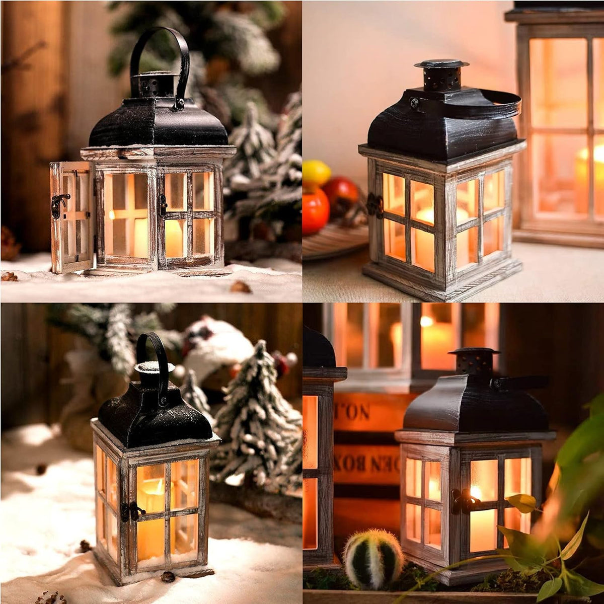 Rustic Wooden Candle Lantern C930