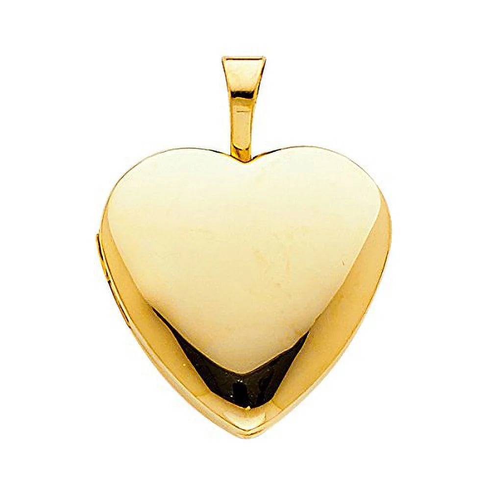 14k Yellow Gold Heart Locket Pendant with 0.8 mm Wheat Chain 16'' - 22'' R293