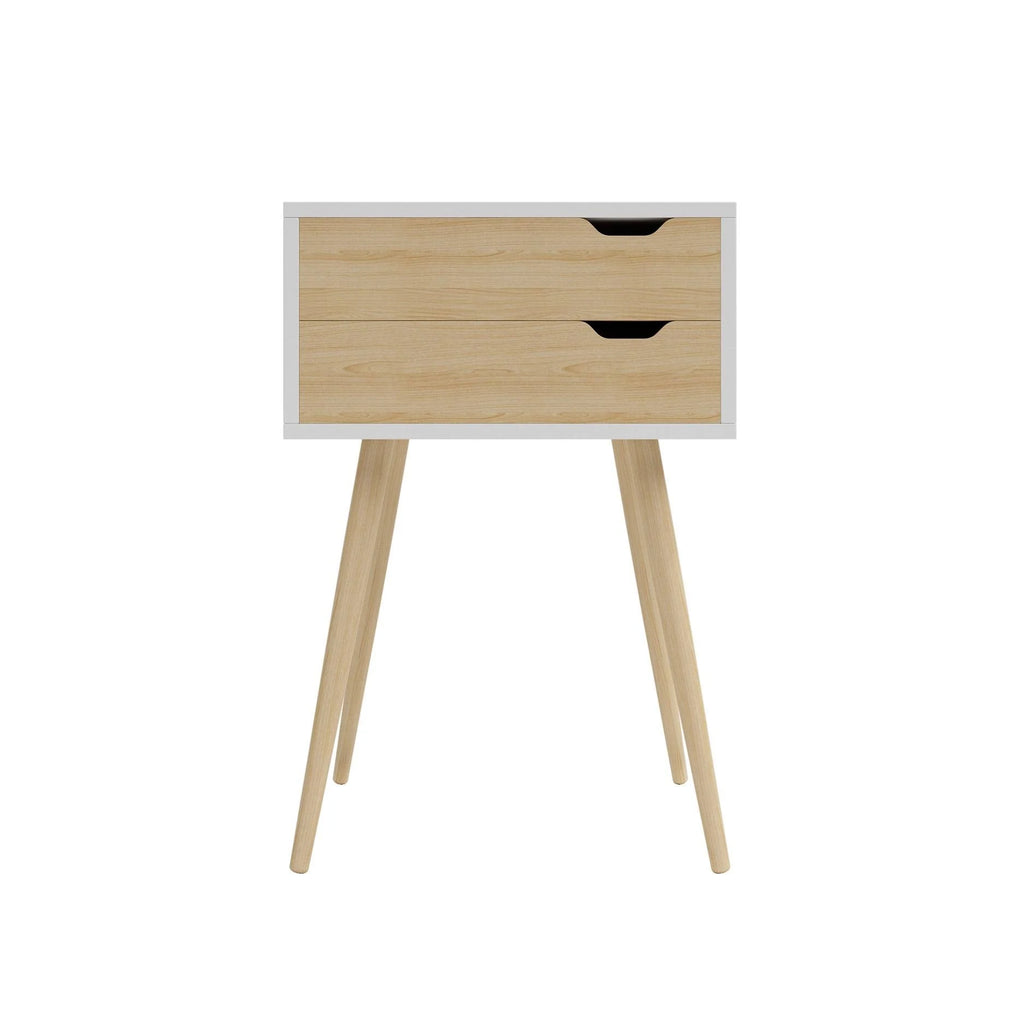 White 2 Drawer Side Table G970
