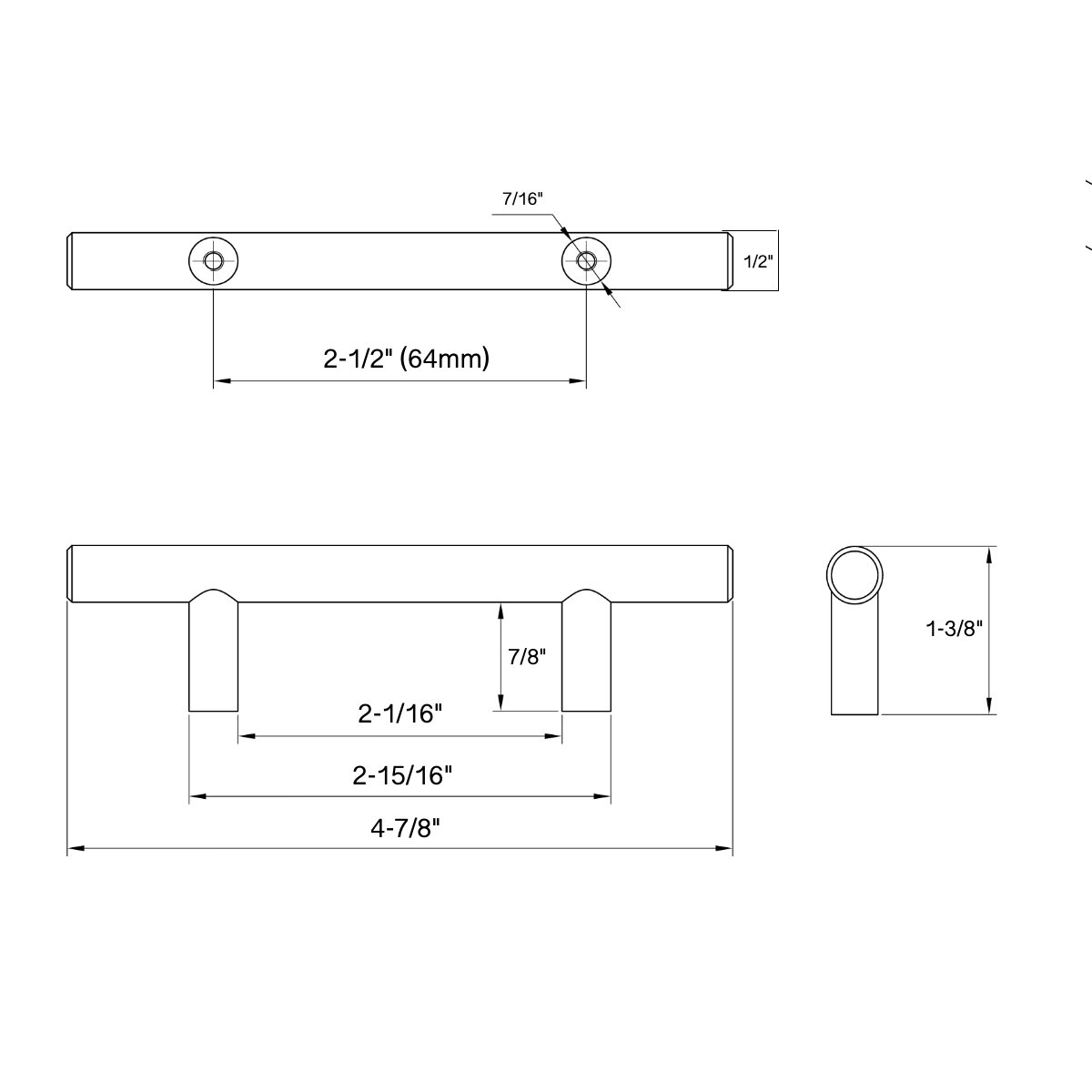 Flat Black Cabinet Hardware Bar Handle Pull 25 Pa Z68445