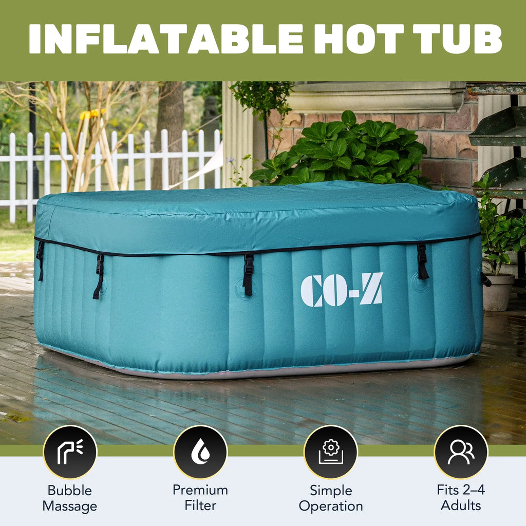 4 Person Inflatable Hot Tub Pool with Massage Jets I571627