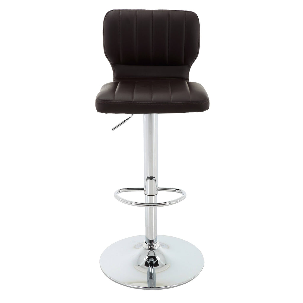 Brown PU Leather Adjustable Bar Stool Set of 2 M399427