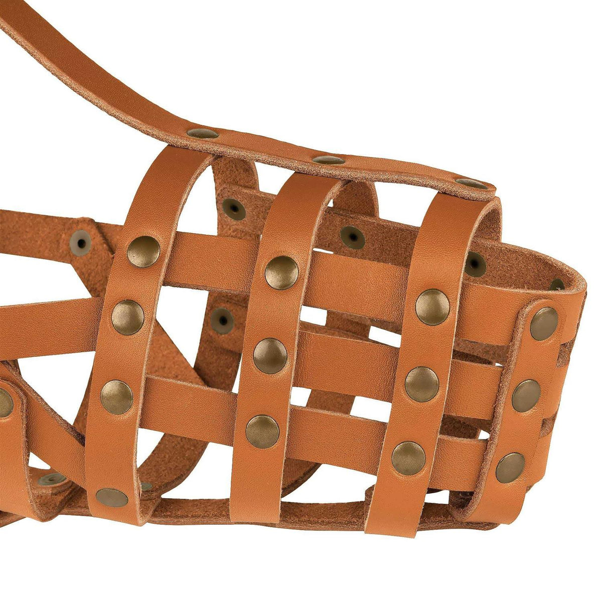 Leather Dog Muzzle Adjustable Breathable Medium Large Breeds Black Brown Red N84403
