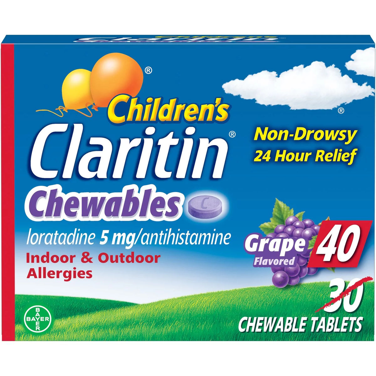 24 Hour Allergy Grape Chewable Tablet 5mg 40Ct E273013