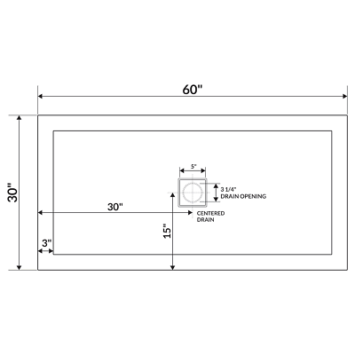 60 x 30 Right Double Threshold Shower Pan Base X315