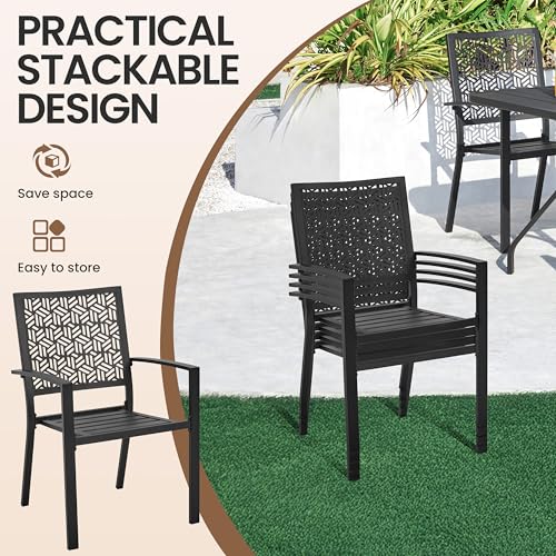 Black Stackable Metal Outdoor Dining Chairs Set of 6 K705288