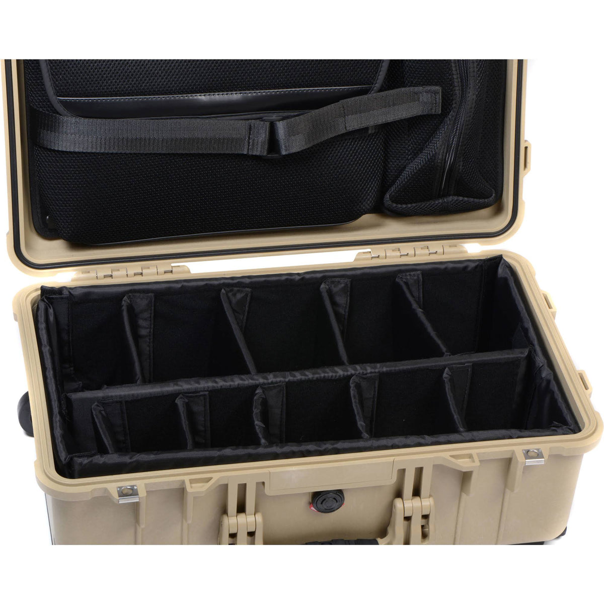 Desert Tan Carry on Case with Yellow and Black Divider Set F840759