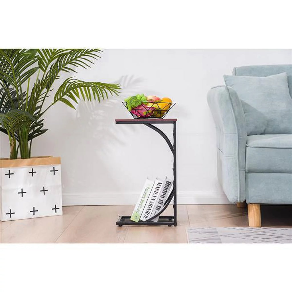 Brown C-Shaped Sofa Side Table O7149